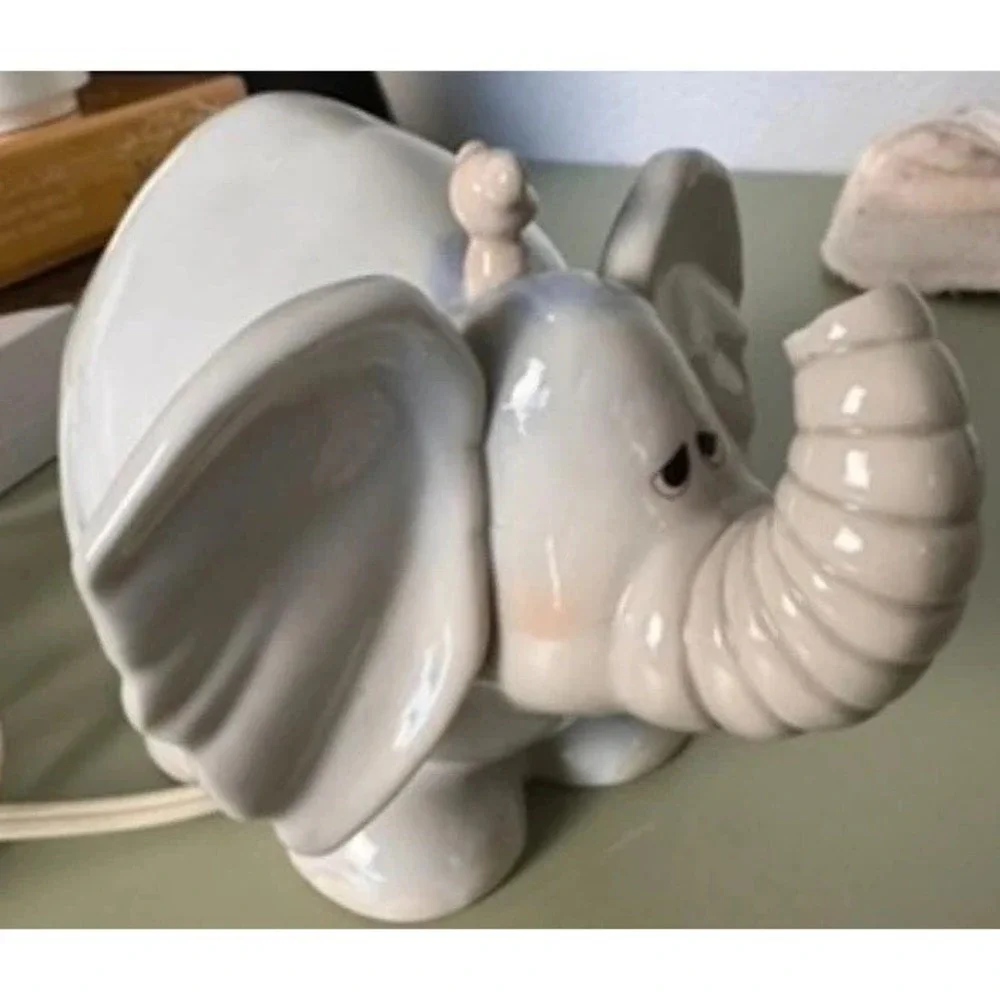 Enesco Ceramic Elephant Night Light Piggy Bank Corded Electric‎ Nursery Decor